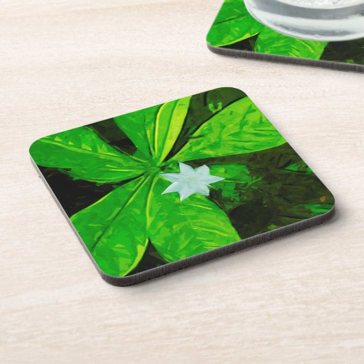 Star Flower a White Wilflower Abstract Drankjes Onderzetter (Linkerzijde)