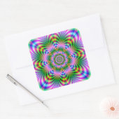 Star Flower in Neon Vierkante Sticker (Envelop)