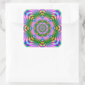 Star Flower in Neon Vierkante Sticker (Tas)
