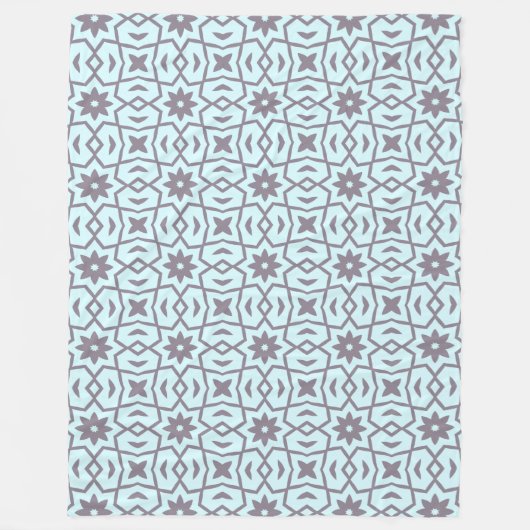 Star Flower Pattern in Grey on Bleek Blue Fleece Deken (Voorkant)