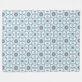 Star Flower Pattern in Grey on Bleek Blue Fleece Deken (Voorkant (Horizontaal))