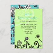 STAR FLOWERS Bat Mitzvah Reception Party Card Kaart (Voorkant / Achterkant)