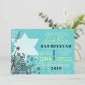 STAR FLOWERS Bat Mitzvah Uitnodiging (Staand voorkant)