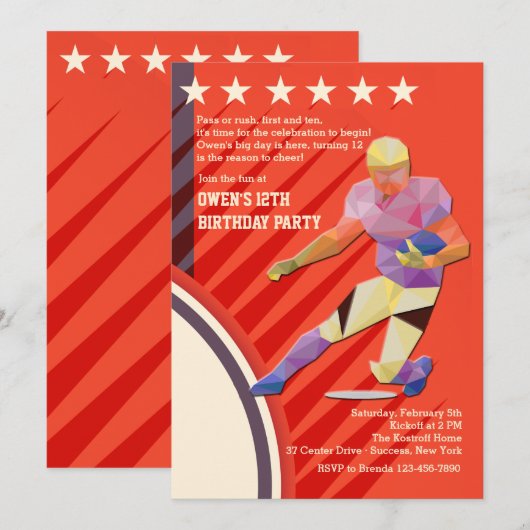 Star Football Player Uitnodiging (Voorkant / Achterkant)