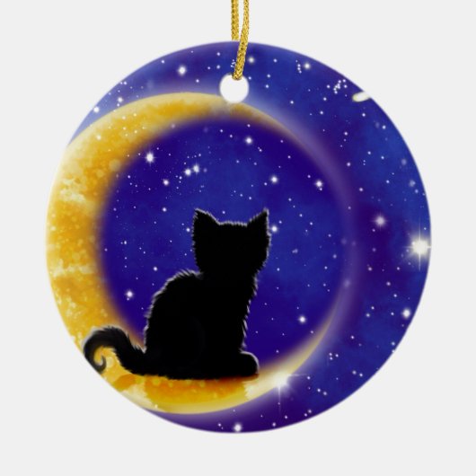 Star Gazing Cat Keramisch Ornament (Voorkant)