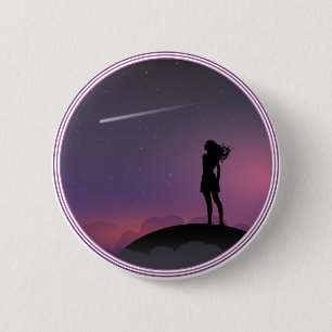 Star Gazing Girl Ronde Button 5,7 Cm