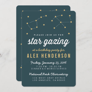 Star Gazing Kids Birthday Party Invitation Kaart