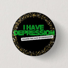 Star Glitter Ik heb Depressie Advocacy & Ondersteu Ronde Button 3,2 Cm
