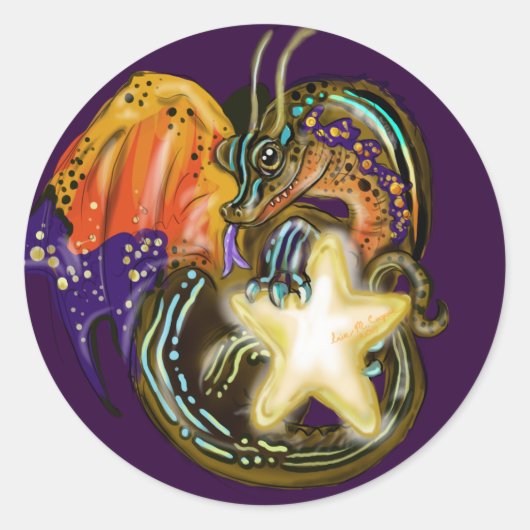Star Glow Dragon Ronde Sticker (Voorkant)