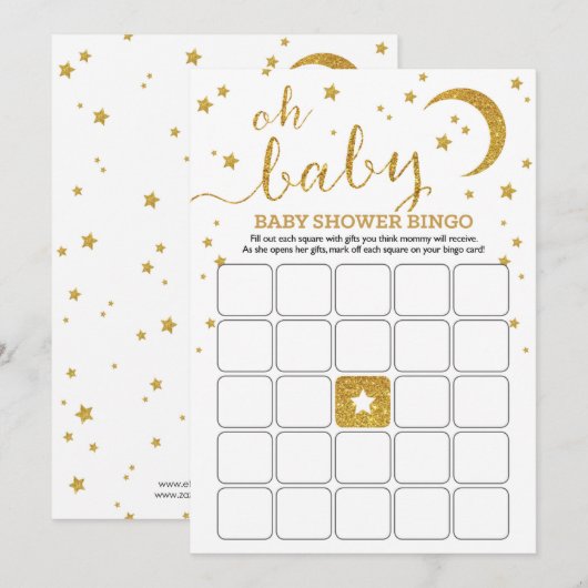 Star Gold Baby Bingo Kaart (Voorkant / Achterkant)
