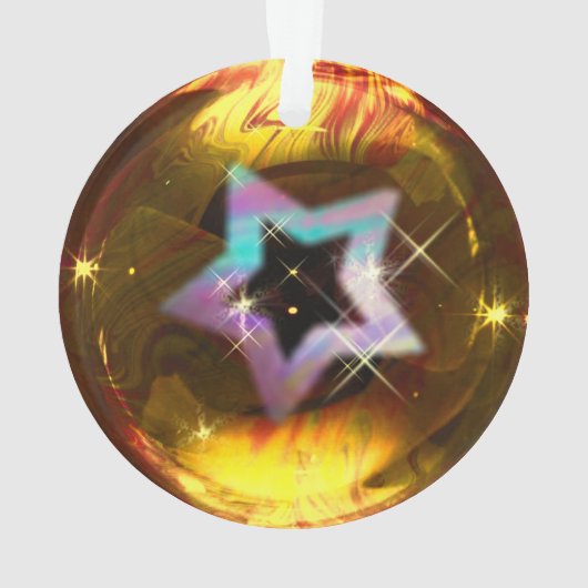 Star Gold Bubble Kerst Ornament (achterkant)