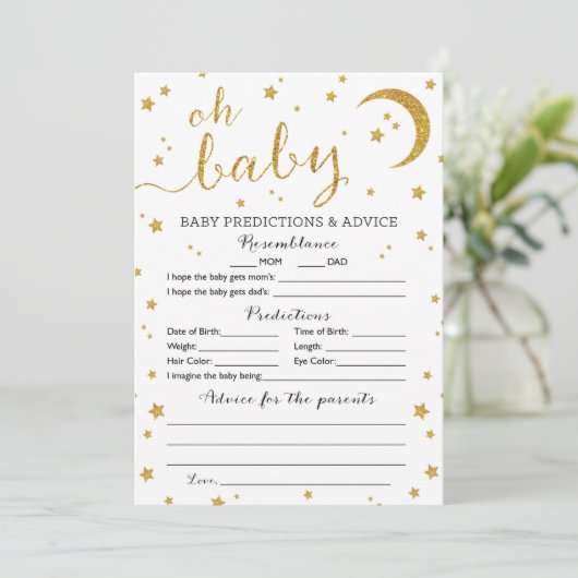 Star Gold Glitter Baby Predications and Advice Car Kaart (Staand voorkant)