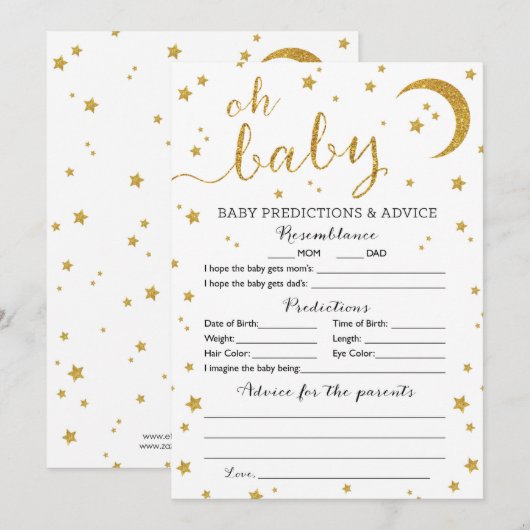 Star Gold Glitter Baby Predications and Advice Car Kaart (Voorkant / Achterkant)