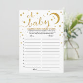 Star Gold Glitter Name dat Baby Tune Game Kaart (Staand voorkant)