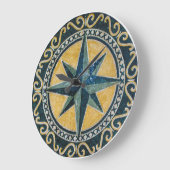 Star Green Compass Round Medallion Mosaic Grote Klok (Hoek)