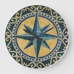 Star Green Compass Round Medallion Mosaic Grote Klok