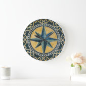 Star Green Compass Round Medallion Mosaic Grote Klok (Huis)