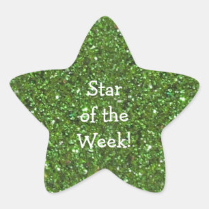 STAR GREEN (Faux) GLITTER STAR OF WEEK STICKERS