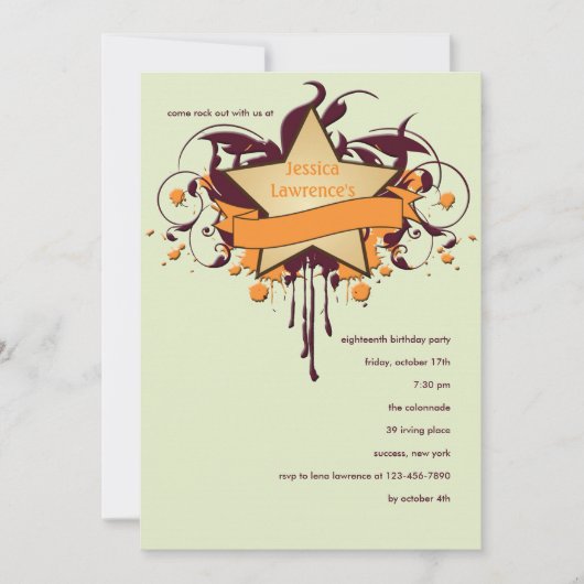 Star Grunge Invitation Kaart (Voorkant)