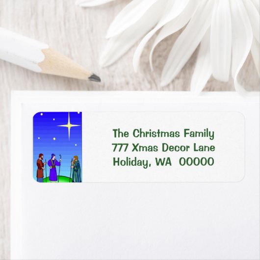 Star Guides Wise Mannen kerstzelfkleefmiddel Etiket (Insitu)