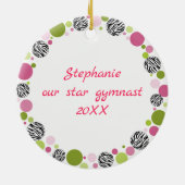 Star Gymnast Black Hair in Pinks Personalized Keramisch Ornament (Achterkant)