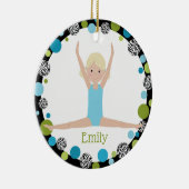 Star Gymnast Blond in Aqua en Groen Keramisch Ornament (Rechts)