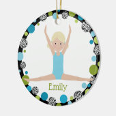 Star Gymnast Blond in Aqua en Groen Keramisch Ornament (Links)