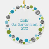 Star Gymnast Blond in Aqua en Groen Keramisch Ornament (Achterkant)