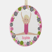 Star Gymnast Blond Pony Tails in Pinks Keramisch Ornament (Rechts)