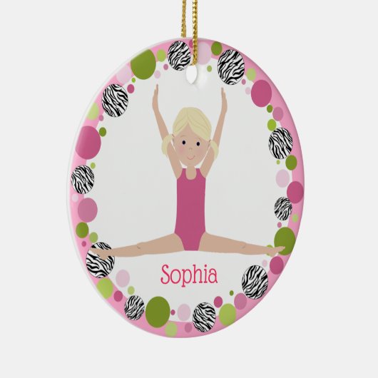 Star Gymnast Blond Pony Tails in Pinks Keramisch Ornament (Rechts)