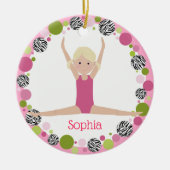 Star Gymnast Blond Pony Tails in Pinks Keramisch Ornament (Voorkant)