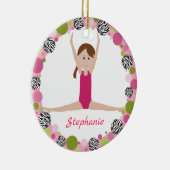 Star Gymnast Brown Braid in Pinks Keramisch Ornament (Rechts)