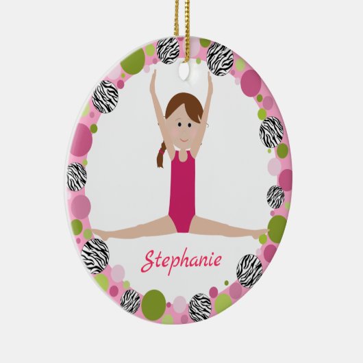 Star Gymnast Brown Braid in Pinks Keramisch Ornament (Rechts)