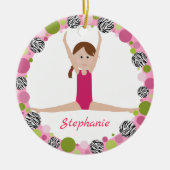 Star Gymnast Brown Braid in Pinks Keramisch Ornament (Voorkant)