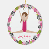 Star Gymnast Brown Braid in Pinks Keramisch Ornament (Links)