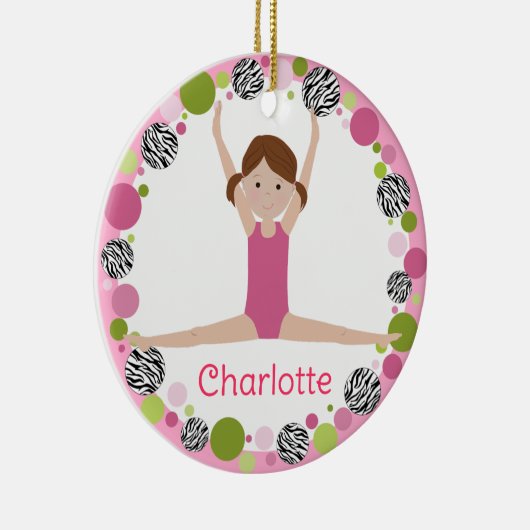 Star Gymnast Bruin Pony Staarten in Pinks Keramisch Ornament (Rechts)