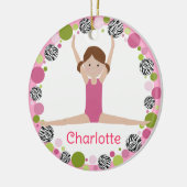 Star Gymnast Bruin Pony Staarten in Pinks Keramisch Ornament (Links)