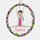 Star Gymnast Dark Brown Hair Pinks Keramisch Ornament (Links)