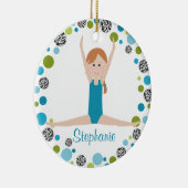 Star Gymnast in Aqua en Green Personalized Keramisch Ornament (Rechts)