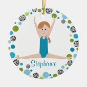 Star Gymnast in Aqua en Green Personalized Keramisch Ornament (Voorkant)