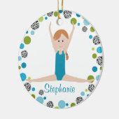 Star Gymnast in Aqua en Green Personalized Keramisch Ornament (Links)