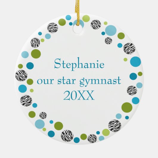 Star Gymnast in Aqua en Green Personalized Keramisch Ornament (Achterkant)