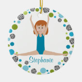 Star Gymnast in Aqua en Green Personalized Keramisch Ornament (Voorkant)