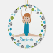 Star Gymnast in Aqua en Green Personalized Keramisch Ornament (Links)