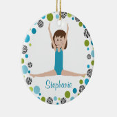 Star Gymnast in Aqua en Green Personalized Keramisch Ornament (Rechts)