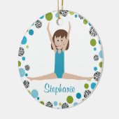 Star Gymnast in Aqua en Green Personalized Keramisch Ornament (Links)