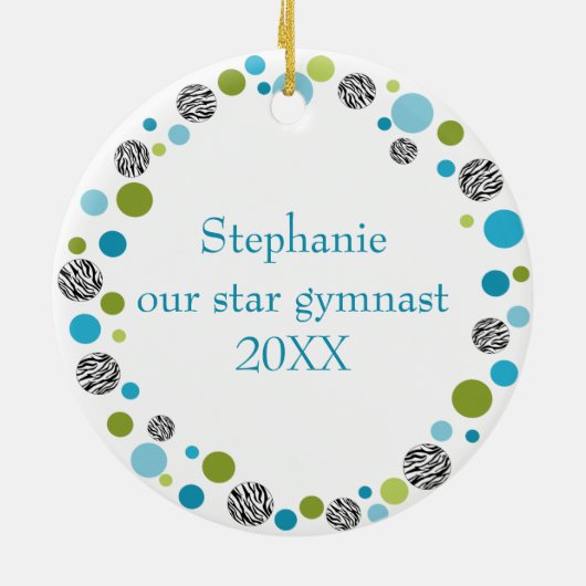 Star Gymnast in Aqua en Green Personalized Keramisch Ornament (Achterkant)