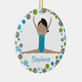 Star Gymnast in Aqua en Green Personalized Keramisch Ornament (Rechts)