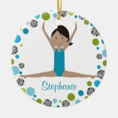 Star Gymnast in Aqua en Green Personalized Keramisch Ornament (Voorkant)