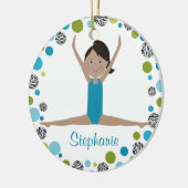 Star Gymnast in Aqua en Green Personalized Keramisch Ornament (Links)